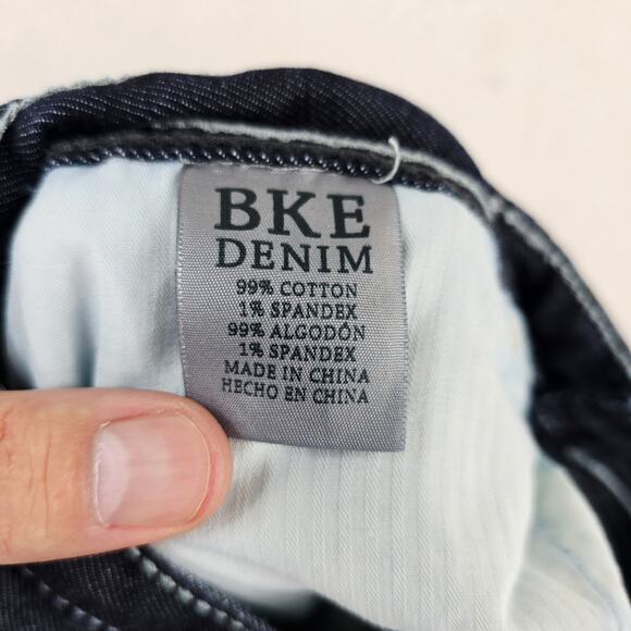 BKE Denim Tyler Straight Leg Blue Jeans 33R 33x26 Whiskers Faded Grunge - Picture 7 of 16